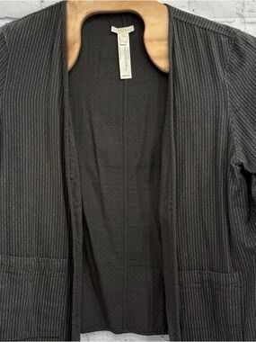 Eileen Fisher Gray Dots Reversible Pinstripe Open Jacket